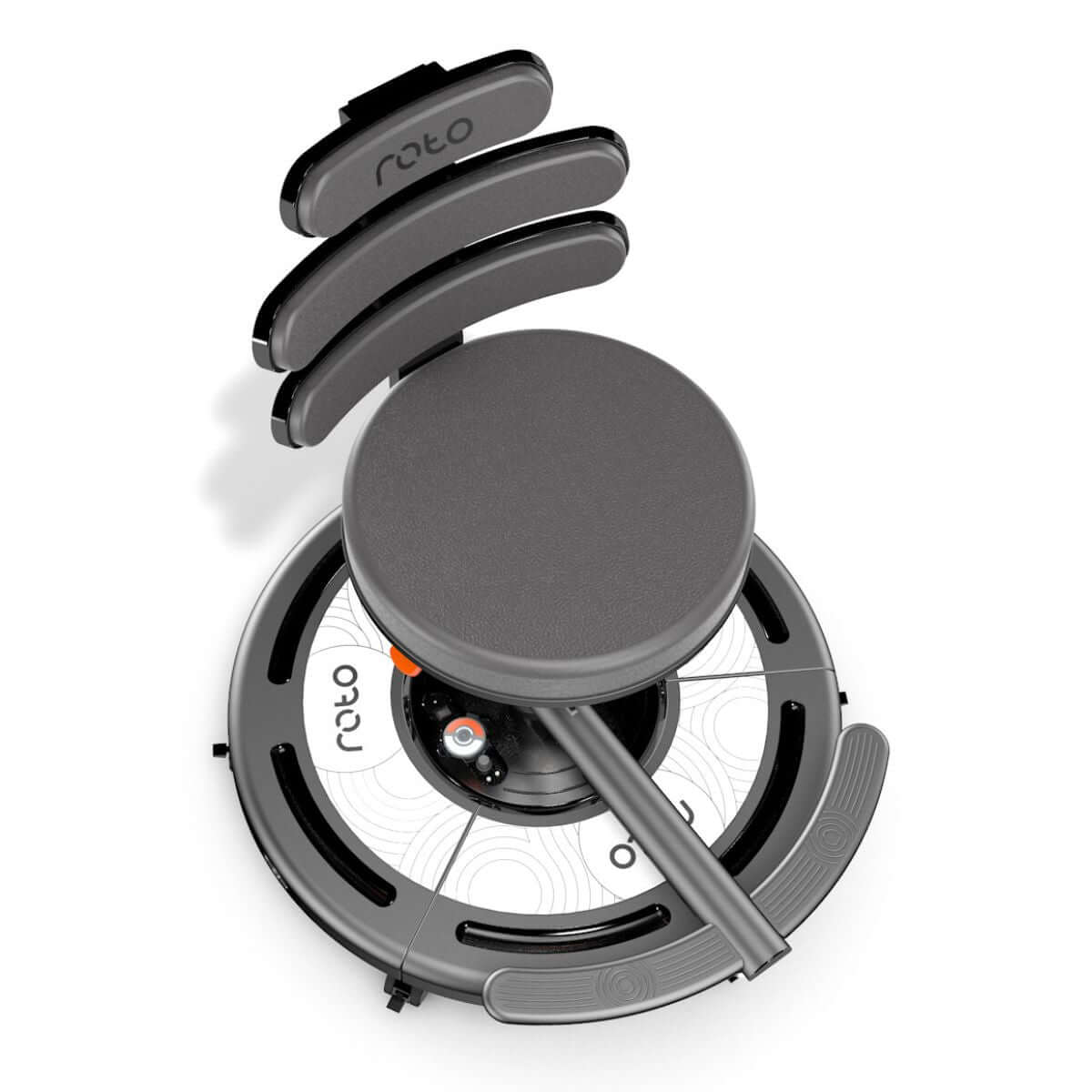 Roto VR Explorer chair with head tracker and rotating base for immersive seated VR experience.