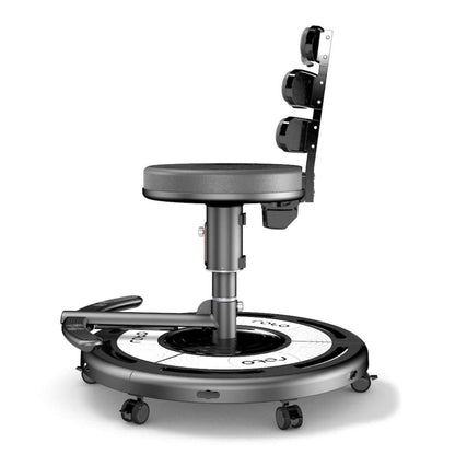 Roto VR Explorer chair with haptic feedback and head tracker, designed for enhanced seated VR immersion and 'look & turn' technology.